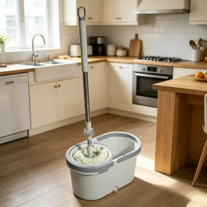 360-Degree Rotating Mop and Bucket Set with Steel Handle