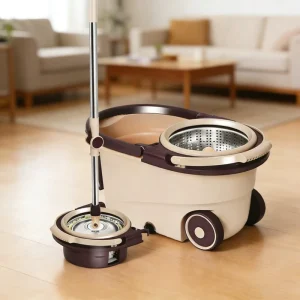 360-Degree Rotating Mop with Bucket System Stainless Steel Wringer Ultra-Fine Fiber and 2 Mop Heads