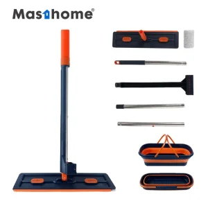 360 Degree Rotating Rubber Blade Duster Mop Bucket Microfiber Flat Dust Floor Cleaning Mop And Bucket Set Mop Bucket Set