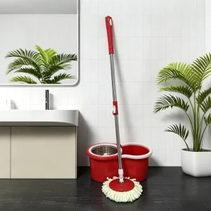 360 Degree Rotating Spin Mop With Dual Drive Bucket And Stainless Steel Handle For Hands Free Floor Cleaning