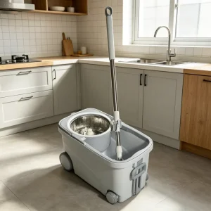 360-Degree Rotating Spin Mop with Bucket, Round Microfiber Floor Cleaning Mop Set for Household and Commercial Use