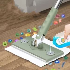 360-Degree Rotating Steel Microfiber Flat Chenille Triangle Mop Set Dry Wet Cleaning with Handle