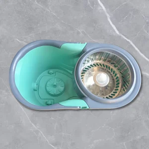 360-Degree Rotating Steel Spin Mop Bucket Set with Double Mop Heads