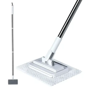 360-Degree Rotating Wet Dry Microfiber Dust Mop with Electrostatic Wipe Holder for Hardwood and Laminate Floors