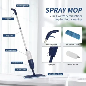 360-Degree Rotating Wet and Dry Aluminum-Pole Spray Mop for Floor Cleaning