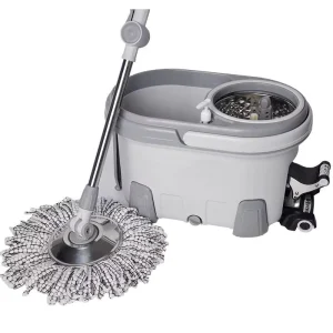 360-Degree Self-Washing Wet and Dry Rotating Floor Cleaning Mop with Four-Side Wringing and 90%-100% Dehydration Rate