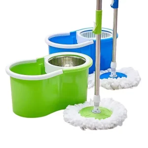 360 Degree Spin Bucket Mop Dual Mop Heads High Dehydration Rate Microfiber Handle Stainless Steel Basket for Home Floor Cleaning