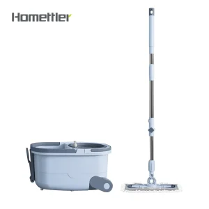 360-Degree Spin Bucket Mop Set with Microfiber Mop and Steel Pole