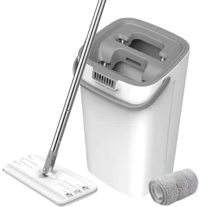 360 Degree Spin Microfiber Flat Mop and Bucket Set with Telescopic Handle for Wet and Dry Floor Cleaning