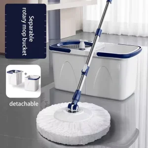 360-Degree Spin Microfiber Floor Mop with Detachable Bucket and Hands-Free Dry Cleaning