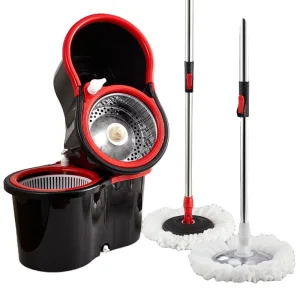 360 Degree Spin Microfiber Self-Wringing Bucket Mop Set with Extendable Handle