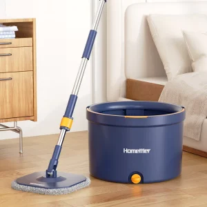 360-Degree Spin Mop Bucket Set Self-Wringer Microfiber Head for Floor Cleaning