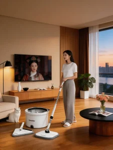 360-Degree Spin Mop and Bucket Set with Clean and Dirty Water Separation