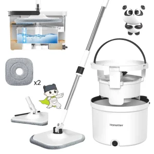 360-Degree Spin Mop and Bucket Set with Reusable Mop Pads
