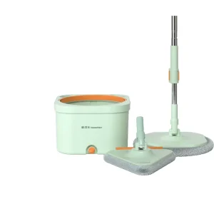 360-Degree Spin Mop and Bucket Set with Steel Pole and Refill Head for Wet and Dry Cleaning