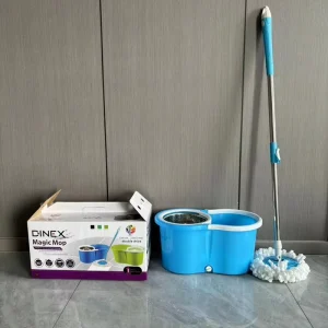 360-Degree Spin Mop and Plastic Basket Bucket Set with Foot Pedal Wringer