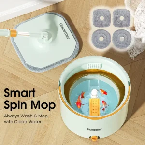360-Degree Spin Mop with Bucket, Dual-Chamber Clean and Dirty Water Separation