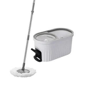 360 Degree Spin Mop with Dual-Drive Self-Wringer, PP Basket Bucket Set and Pedal Wheels for Floor Cleaning