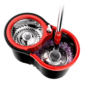 360-Degree Spin Mop with Microfiber Head and Stainless Steel Pole