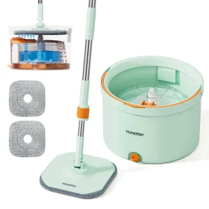360-Degree Spin Mop with Reusable Pads for Dry and Wet Floors
