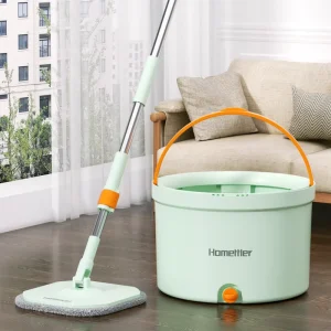 360-Degree Spin Mop with Steel Pole and Mop Bucket