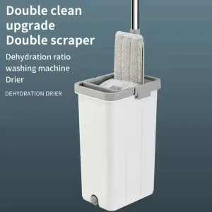 360 Degree Spin Wet & Dry Separate Microfiber Cleaning Mop with Steel Pole Hands Free Bucket Magic Squeeze Easy Use