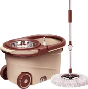 360-Degree Stainless Steel Rotary Spin Mop with Bucket and Wheels