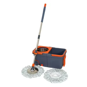 360-Degree Stainless Steel Telescopic-Handle Microfiber Mop with Mop Pads for Wet and Dry Hardwood Floor Cleaning