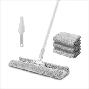 360-Degree Swivel Microfiber Flat Mop with 4 Mop Heads for Wet and Dry Cleaning