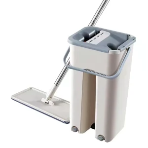 360-Degree Swivel Mop and Bucket Set with Hands-Free Spin, Flat Squeeze Spray Mop