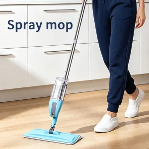 360-Degree Swivel Water Spray Mop with Refillable Tank, Replaceable Microfiber Pad, and Large Panel