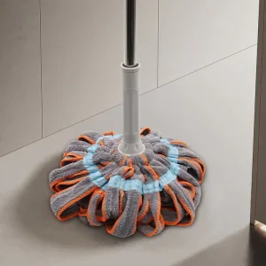 360-Degree Twist Mop Telescopic Microfiber Mop with Steel Pole and Rectangular Metal Head