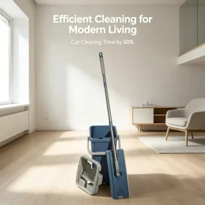 360 Degrees Rotating Mop With Self Wringer Microfiber Flat Mop for Clean &amp Dirty Separation