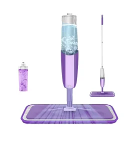 360 Household Microfiber Self-Spraying Mop with Flat Plastic Handle for Floor Cleaning