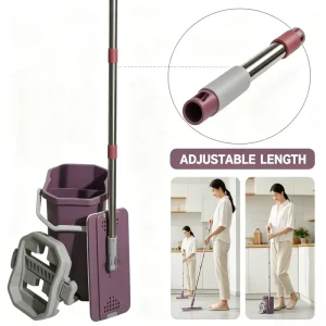 360 Magic Household Easy Handheld Microfiber Mop Long Steel Pole for Home Use