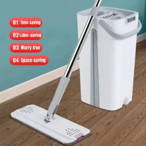 360 Magic Rotatable Flat Mop Complete Set Easy Clean Mop Bucket Suitable for Home and Office All Hard Floors