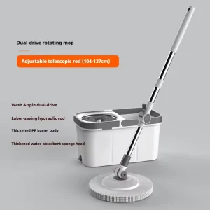 360 Microfiber Mop with Stainless Steel Pole, Self-Wringer and Twin Bucket Set
