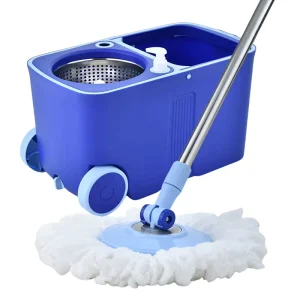 360° Microfiber Spin Mop with Single Bucket and Two Large Wheels