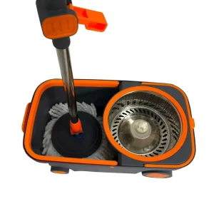 360 Rotary Microfiber Mob Set Steel Pole with Bucket and Wheels Hands Free Floor Cleaning Spinning Mop in Brazil