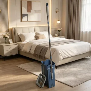 360 Rotating Flat Mop and Bucket Set Wet and Dry Spin Floor Cleaning With Removable Magic Handle Plastic Mop Head