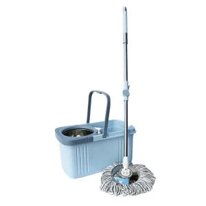 360° Rotating Floor Mop and Bucket Set with Stainless Steel Handle and Cotton Mop