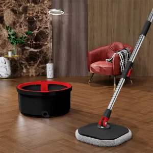 360° Rotating Spin Mop and Bucket Set Clean and Dirty Water Separation Hands Free Microfiber Flat Mop for Floor Cleaning