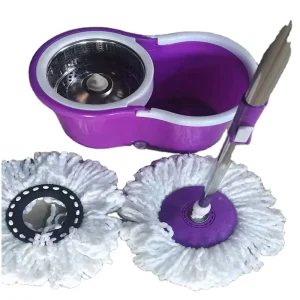 360° Rotating Spin Mop and Bucket with Extensible Handle, Self-Wringer, and Microfiber Mop Head