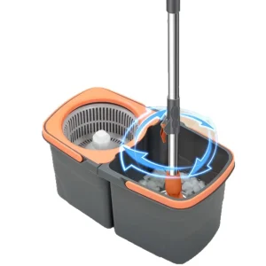 360° Rotating Spin Mop and Wringer Bucket Set with Separate Clean and Dirty Water Compartments