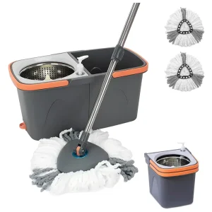 360-Rotation Microfiber Spin Mop and Bucket Set with Separate Dirty Water Compartment
