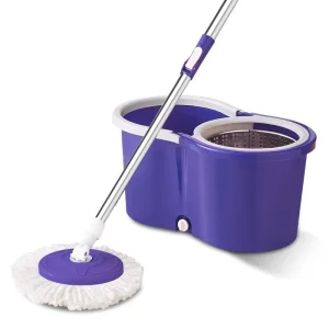 Premium Self cleaning Portable Hands Free 360° Spin Mop and Bucket Set Steel 8 Wheel Bucket Floor Cleaning Mops
