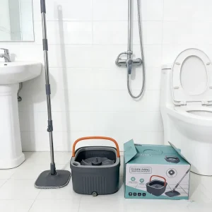 360 Spin Bucket Microfiber Mop with Steel Pole and Twist Handle for Home Use
