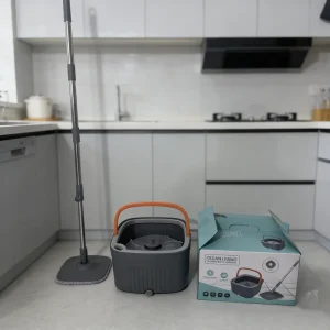 360 Spin Bucket Microfiber Mop with Steel Pole and Twist Handle for Home Use