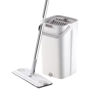 360 Spin Flat Mop with Telescopic Handle and Double Bucket, Light Grey