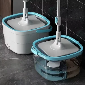 360 Spin Magic Mop Set Microfiber Pad Square Steel Basket Custom Logo Reusable Durable Floor Cleaning Dirty Water